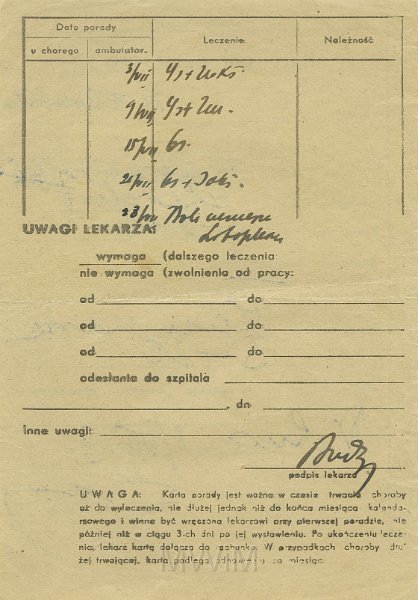 KKE 5452a.jpg - Dok. Karta porad – chorobowa. Karta wystawiona dla Urzędu Pocztowego i Michała Katkowskiego, Wilno, 1 VII 1939 r.